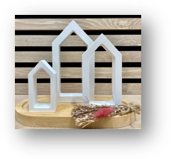 3er Set Rahmenhäuser aus Raysin