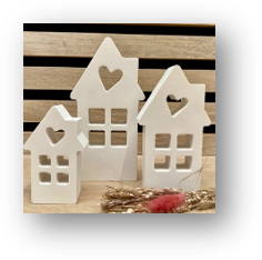 3er Set Häuser aus Raysin